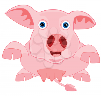 Cartoon piglet on white background is insulated