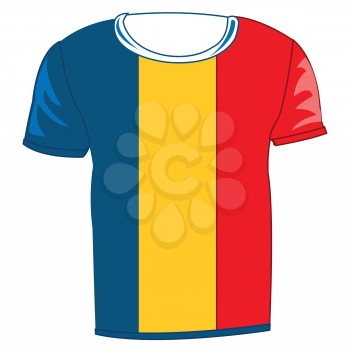 T-shirt with flag Romania on white background is insulated