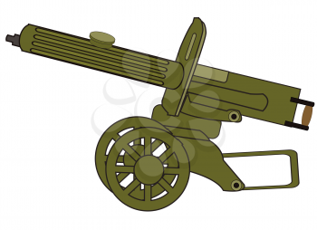 Vector illustration of the outdated soviet machine gun of the timeses of the civil war