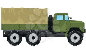 Vector illustration of the military cargo car with basket