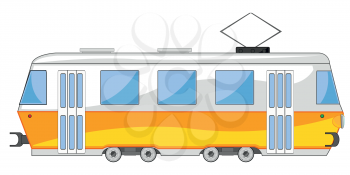 Vector illustration of the cartoon of the town passenger transport tram