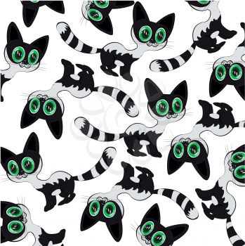Vector illustration pets animal cat decorative pattern
