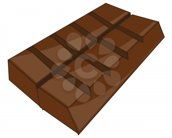 Vector illustration of the bar of black chocolate on white background
