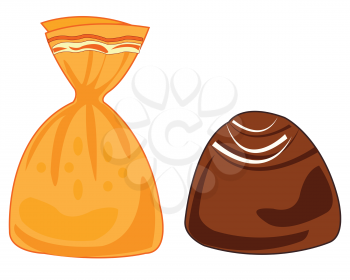 Vector illustration of the chocolate sweetmeat on white background is insulated
