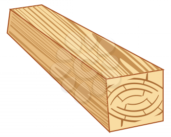Vector illustration of the wooden pole of the square form for construction
