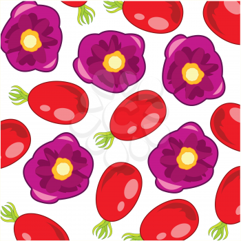 Flower and berries of the wild rose pattern on white background is insulated