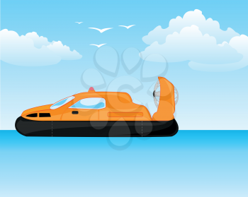 Vector illustration of the cartoon hovercraft on background blue epidemic deathes