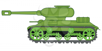 Vector illustration of the military technology of the tank type sideways