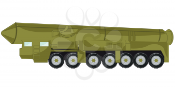 Transport with ballistic rocket on white background is insulated