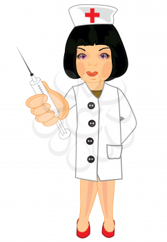 Making look younger girl physician with syringe in hand