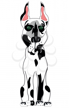 Vector illustration of the cartoon of the dog doberman coated black spot