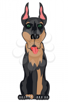 Vector illustration of the cartoon of the dog of the sort doberman