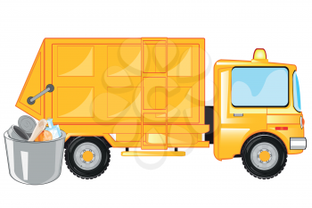 Special car for loading and transportation departure and rubbish cartoon