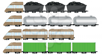 Vector illustration of the freight train with tank and cargo