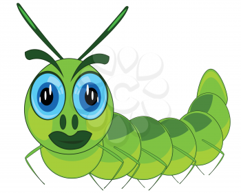 Cartoon of the green caterpillar on white background is insulated