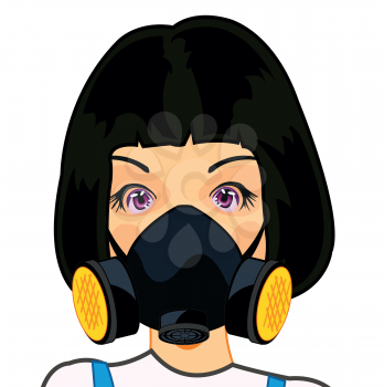 Person of the young girl in protectors respirator