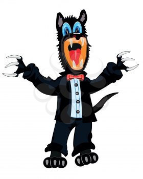 Cartoon of the wildlife wolf in fashionable suit