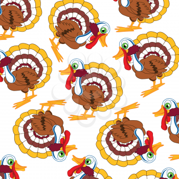 Vector illustration of the bird turkey pattern on white background is insulated