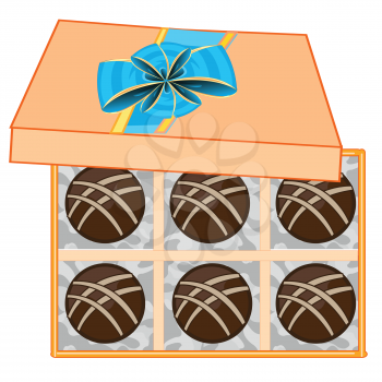 Chocolate sweetmeats in box on white background is insulated