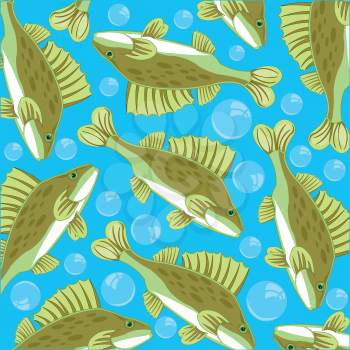 Fish ruff pattern on turn blue background is insulated