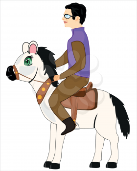 Vector illustration men rider on horse horseback