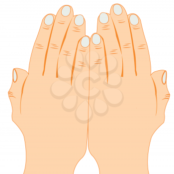 Vector illustration of the human hands built together gesture