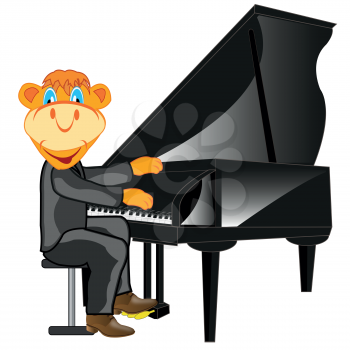 Vector illustration animal playing on piano on white background is insulated