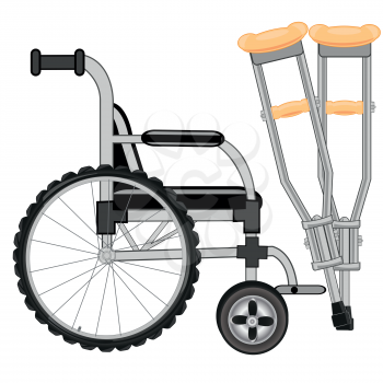 Sidercar for invalid and crutches on white background is insulated