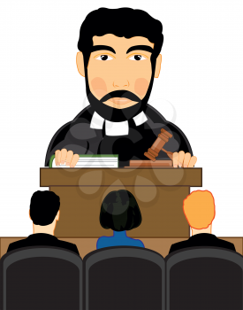 Man judge in courtroom on white background is insulated