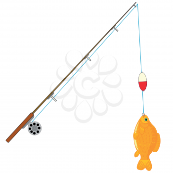 Fishing tackle with catch on white background is insulated