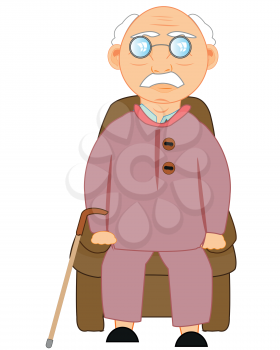 Vector illustration of the elderly person reposing in soft easy chair