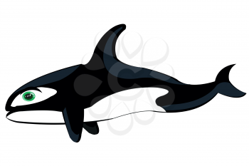 Vector illustration of the cartoon of the ravenous whale killer whale