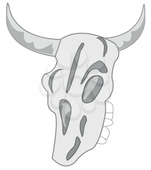 Vector illustration of the skull animal with horn cartoon