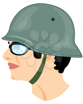 Man in helmet of the timeses of the second world war