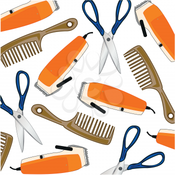 Tools for haircut hair and scissors with comb pattern