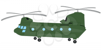 Big military transport helicopter chinook vector illustration