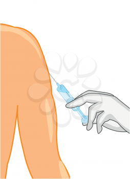 Injection in hand on white background is insulated