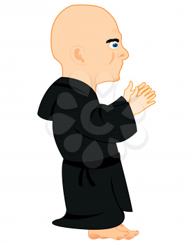 Vector illustration of the cartoon of the monk praying god
