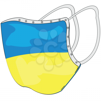 Defensive medical mask in colour of the flag of the Ukraine