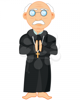 Vector illustration of the grandparent of the priest praying god