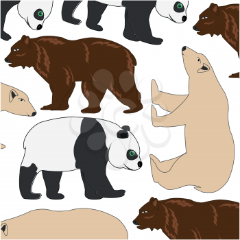 Animal bear decorative pattern on white background is insulated