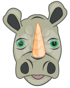 Portrait of the rhinoceros cartoon on white background is insulated