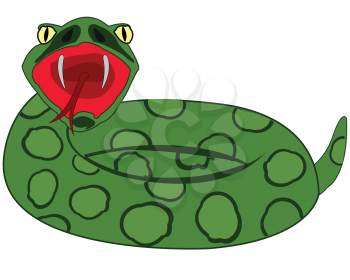 Vector illustration of the cartoon grovelling snake with open mouth