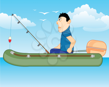 Persons in boat fishing concerns with with motor on river