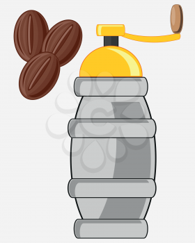 Vector illustration grain coffee and manual coffee grinder