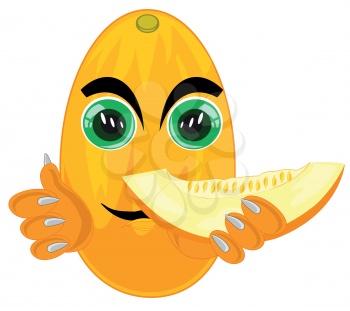 Cartoon of the ripe vegetable melon on white background is insulated