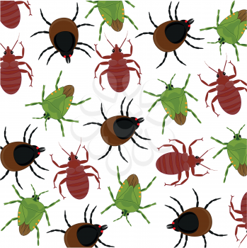 Bad insect decorative pattern on white background is insulated