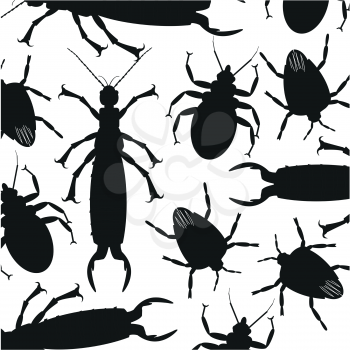 Vector illustration black silhouette insect decorative pattern