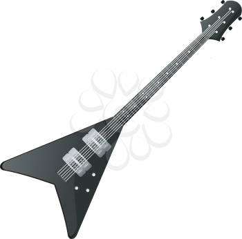 Royalty Free Clipart Image of a V Shaped Electric Guitar on a White Background
