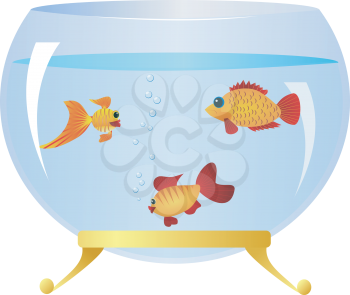 Royalty Free Clipart Image of Fish in a Fishbowl